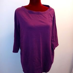🏖 Woman Within Purple Boatneck Tee Sz L EUC